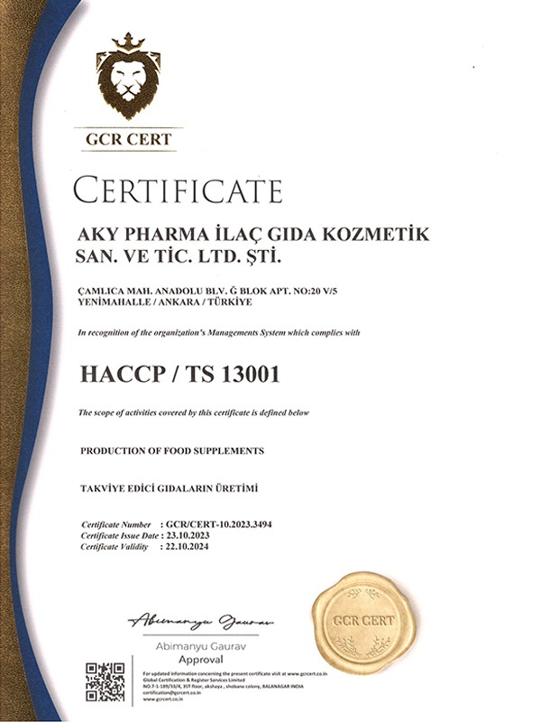 Üretim Tesisimize Ait Sertifikalar