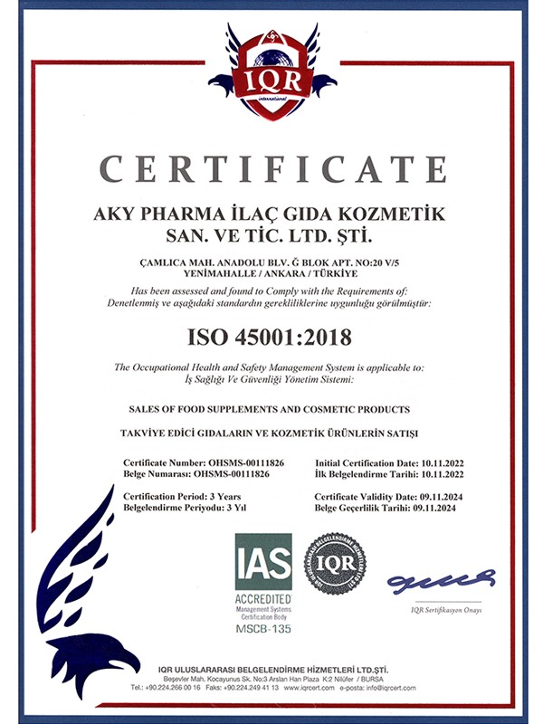 Üretim Tesisimize Ait Sertifikalar